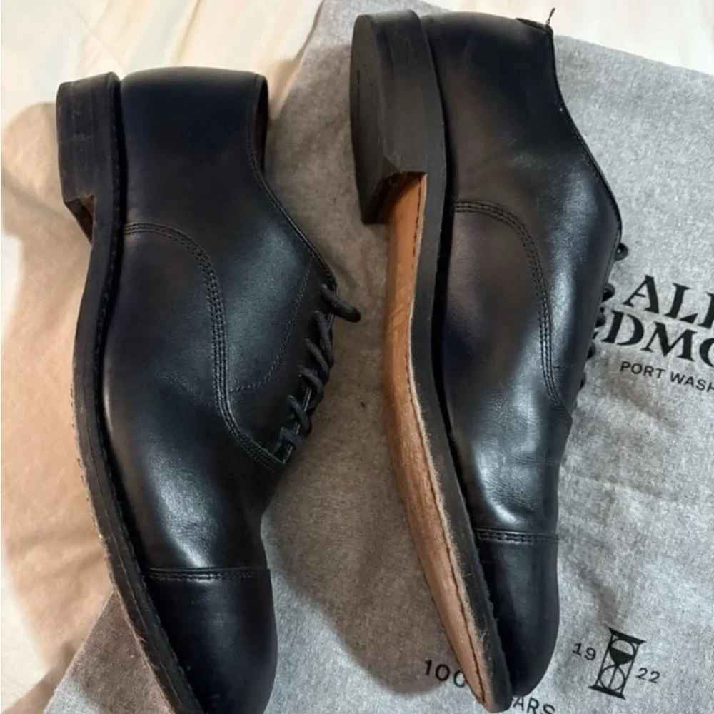 Allen Edmonds “Park Avenue” Black Calfskin Cap-Toe Balmoral Oxford Dress Shoes - Picture 3 of 5